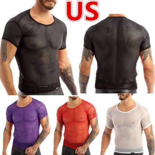 Mens sheer fishnet mesh - fishnet, see